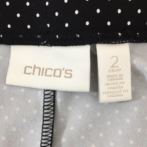 Chico's Black White Dot-Print Crop Leggings Womens 2 Large Pull On - Picture 10 of 14